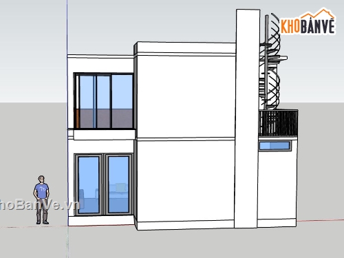 sketchup nhà phố 2 tầng,nhà 2 tầng đơn giản,Model sketchup nhà phố,nhà phố  2 tầng