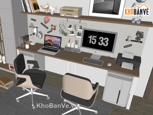 bàn làm việc,File sketchup  nhà làm việc,bàn làm việc hiện đại