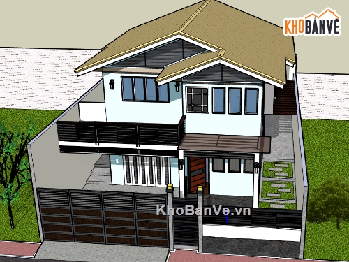 biệt thự 2 tầng,file sketchup biệt thự 2 tầng,model sketchup biệt thự 2 tầng