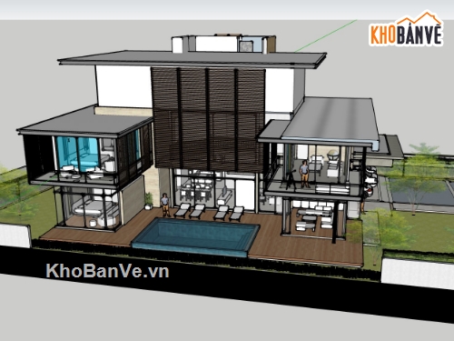 su biệt thự,sketchup biệt thự 3 tầng,sketchup biệt thự,su biệt thự 3 tầng