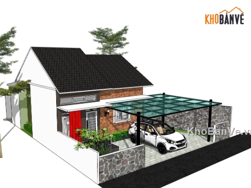 nhà cấp 4,nhà cấp 4 sketchup,sketchup nhà cấp 4,file su nhà cấp 4