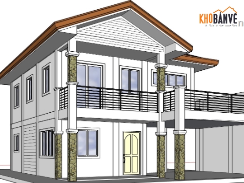 biệt thự 2 tầng,sketchup biệt thự,model su biệt thự 2 tầng