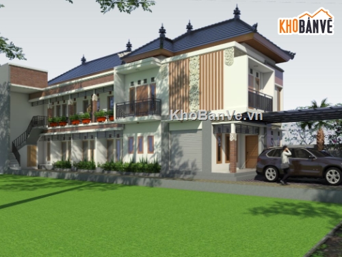 biệt thự 2 tầng,Model sketchup biệt thự,thiết kế biệt thự 2 tầng,mẫu biệt thự 2 tầng