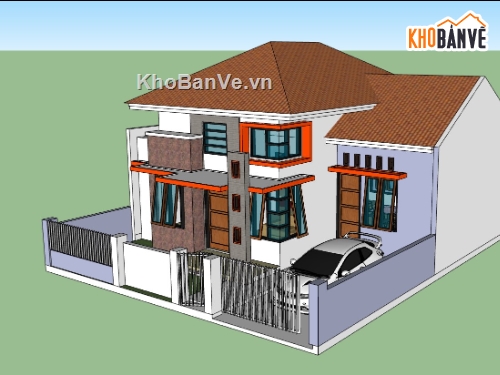 biệt thự 2 tầng,Model su biệt thự 2 tầng,sketchup biệt thự,sketchup biệt thự 2 tầng