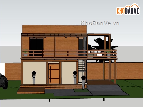 biệt thự 2 tầng,biệt thự sketchup,mẫu biệt thự sketchup