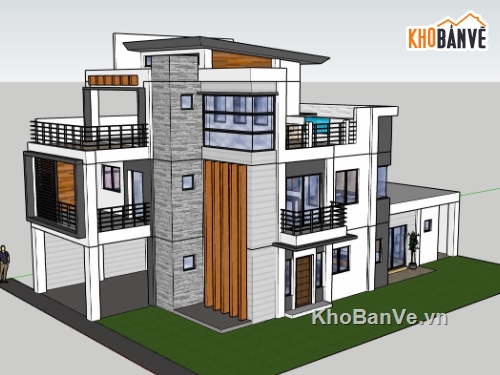 biệt thự 3 tầng,sketchup biệt thự 3 tầng,phối cảnh biệt thự 3 tầng,mẫu biệt thự 3 tầng đẹp