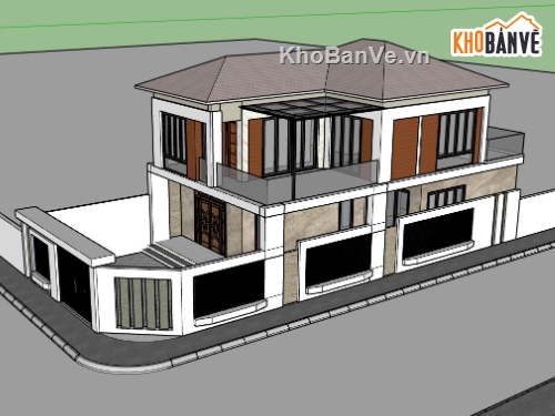 su nhà phố,sketchup nhà phố,su nhà phố 2 tầng,sketchup nhà phố 2 tầng