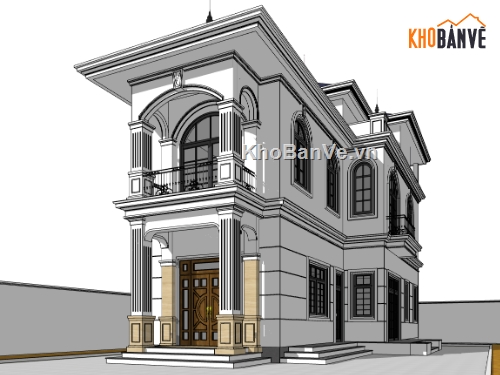 su biệt thự,sketchup biệt thự,su biệt thự 3 tầng