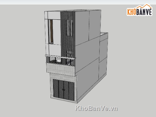 nhà lô phố 3 tầng,sketchup nhà lô phố 3 tầng,mẫu nhà lô phố,phối cảnh nhà phố hiện đại