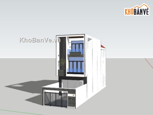 nhà phố 3 tầng,sketchup nhà phố 3 tầng,ngoại cảnh nhà phố,nhà phố hiện đại