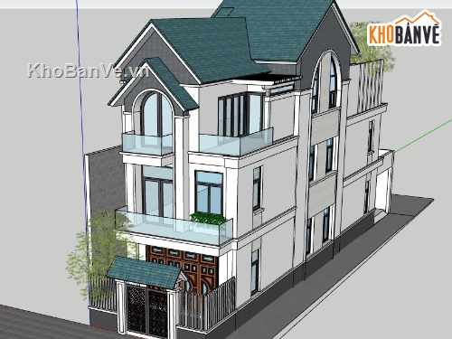 nhà phố 3 tầng dựng file sketchup,model su nhà phố 3 tầng,mẫu nhà phố 3 tầng file 3d su,sketchup dựng nhà phố 3 tầng