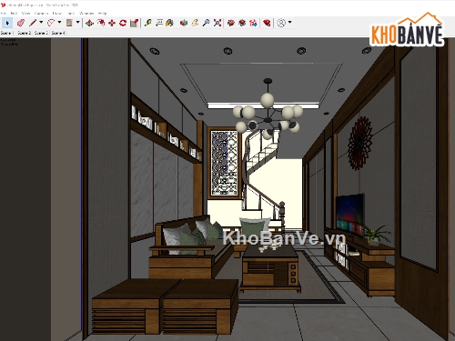 nội thất phòng khách,phòng khách hiện đại,Sketchup nội thất gia đình,File sketchup Nội thất phòng khác