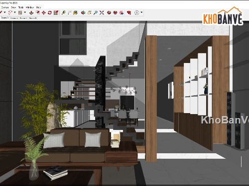 phòng khách hiện đại,Nội thất phòng khách nhà bếp,Nội thất phòng khách bếp,Sketchup Nội thất phòng khách