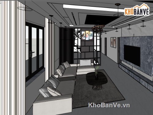 phòng khách đẹp,File sketchup phòng khách đẹp,sketchup phòng khách,File phòng khách sketchup