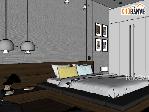 phòng ngủ sketchup,file sketchup phòng ngủ hiện đại,Model phòng ngủ,nội thất phòng ngủ,su phòng ngủ,sketchup phòng ngủ
