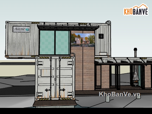 Mẫu nhà container,sketchup nhà container,file 3d su container