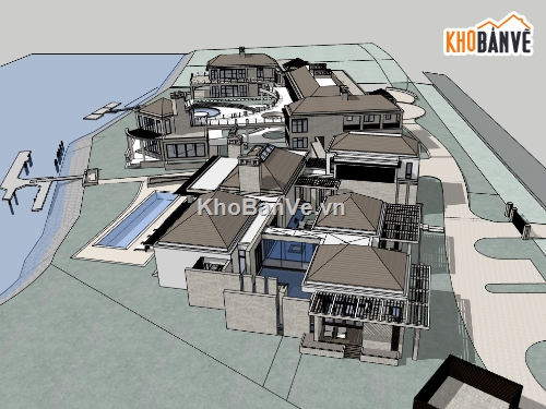 khu dân cư sketchup,file sketchup khu dân cư,sketchup khu tổ hợp,Model tổ hợp khu dân cư