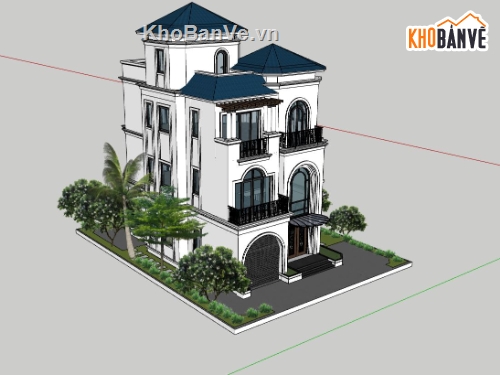 file sketchup villa 3 tầng,mẫu villa hiện đại,mẫu bản vẽ villa