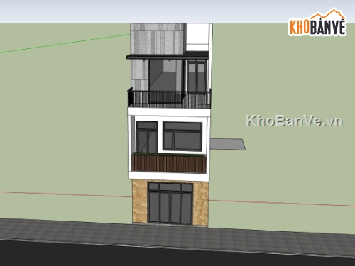 nhà phố 3 tầng,nhà phố hiện đại,phối cảnh nhà phố,file sketchup nhà phố