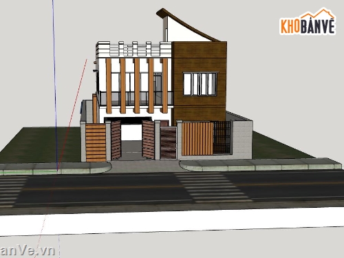 biệt thự 2 tầng,biệt thự sketchup,biệt thự hiện đại
