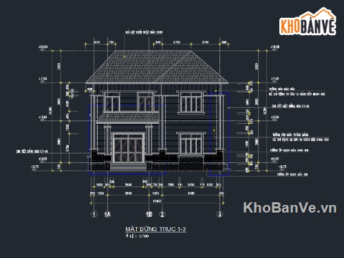 Nhà 2 tầng,bản vẽ nhà 2 tầng,file cad nhà 2 tầng,nhà mái nhật,bản vẽ nhà mái nhật