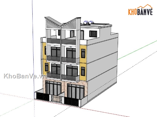 Nhà 4 tầng,Model su nhà 4 tầng,nhà 4 tầng file su
