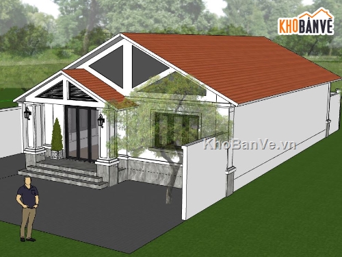 Biệt thự 1 tầng,model su biệt thự 1 tầng,biệt thự 1 tầng model su,file sketchup biệt thự 1 tầng