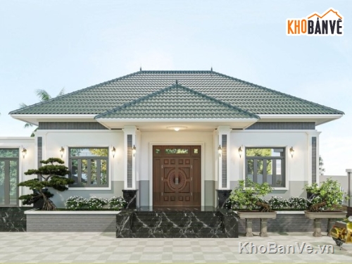 mẫu biệt thự 1 tầng,biệt thự 1 tầng,biệt thự mái nhật 1 tầng