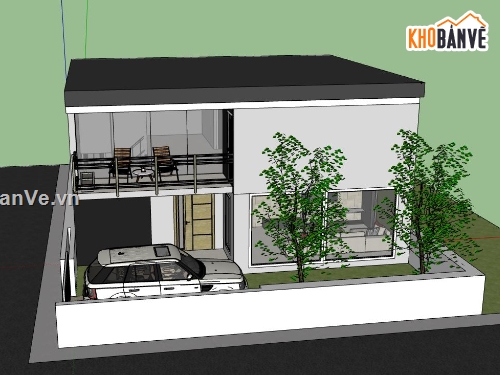 Biệt thự 2 tầng,model su biệt thự 2 tầng,file sketchup biệt thự 2 tầng