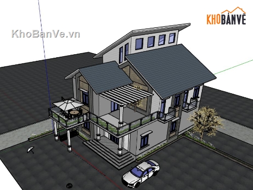 Biệt thự 2 tầng,model su biệt thự 2 tầng,mẫu biệt thự 2 tầng sketchup