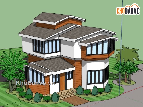 Biệt thự 2 tầng,model su biệt thự 2 tầng,mẫu biệt thự 2 tầng sketchup