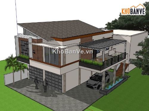 Biệt thự 2 tầng,model su biệt thự 2 tầng,file su biệt thự 2 tầng,sketchup biệt thự 2 tầng,biệt thự 2 tầng sketchup