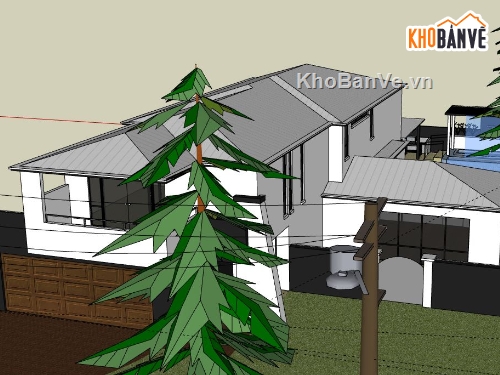 Biệt thự 2 tầng,model su biệt thự 2 tầng,biệt thự 2 tầng file su,file sketchup biệt thự 2 tầng