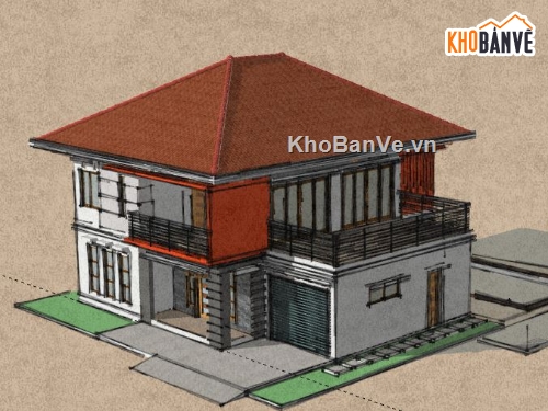 Biệt thự 2 tầng,model su biệt thự 2 tầng,mẫu biệt thự 2 tầng sketchup,biệt thự 2 tầng file su,sketchup biệt thự 2 tầng