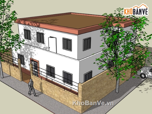 biệt thự 2 tầng đẹp,model su biệt thự,file sketchup biệt thự