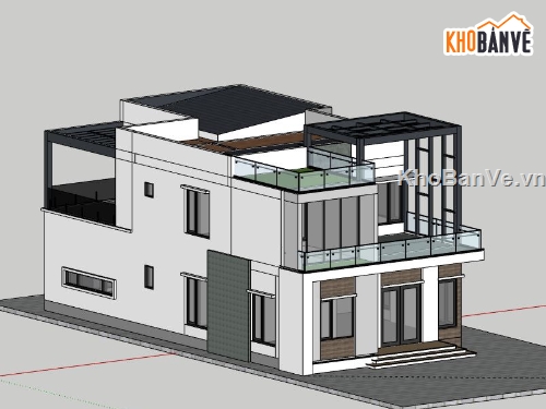 Biệt thự 2 tầng,Model su biệt thự 2 tầng,sketchup biệt thự 2 tầng