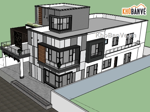 Biệt thự 2 tầng,model su biệt thự 2 tầng,file su biệt thự 2 tầng,biệt thự 2 tầng sketchup
