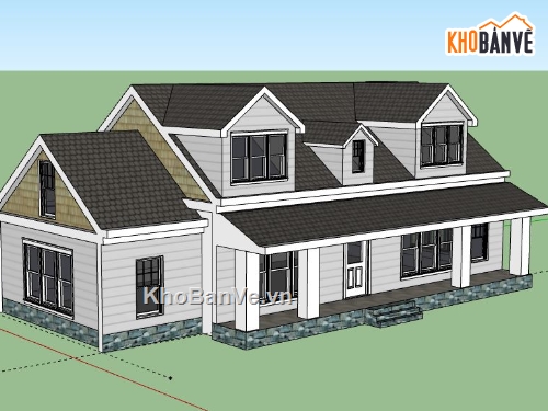 Biệt thự 2 tầng,model su biệt thự 2 tầng,biệt thự 2 tầng sketchup,sketchup biệt thự 2 tầng