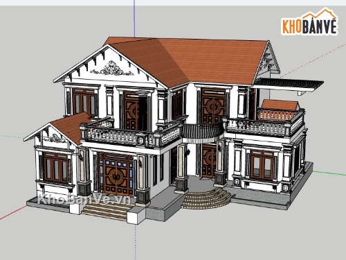 thiết kế biệt thự,sketchup biệt thự,model su biệt thự