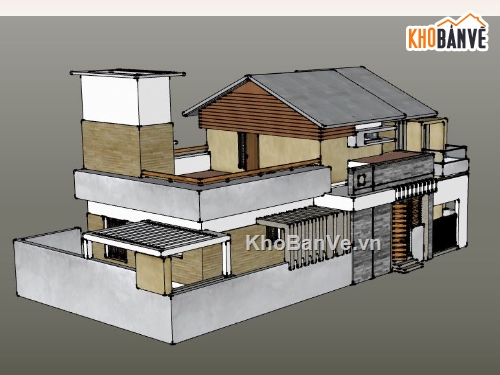 Biệt thự 2 tầng,model su biệt thự 2 tầng,biệt thự 2 tầng file su