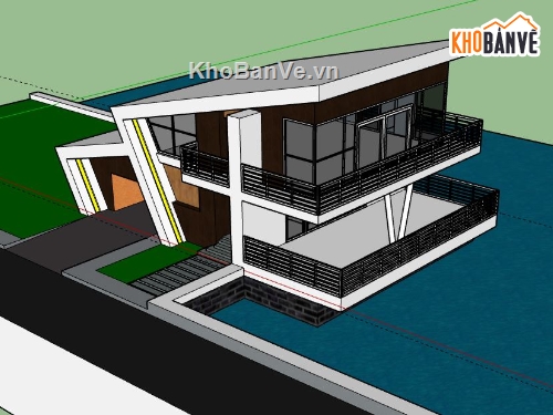 Biệt thự 2 tầng,model su biệt thự 2 tầng,file sketchup biệt thự 2 tầng