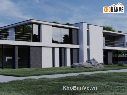 Biệt thự 2 tầng,model su biệt thự 2 tầng,biệt thự 2 tầng file su,sketchup biệt thự 2 tầng