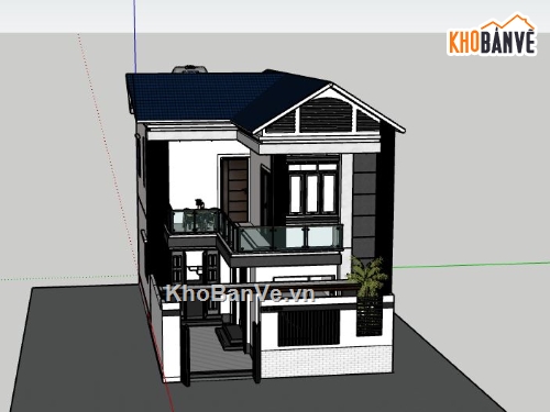 Biệt thự 2 tầng,model su biệt thự 2 tầng,sketchup biệt thự 2 tầng