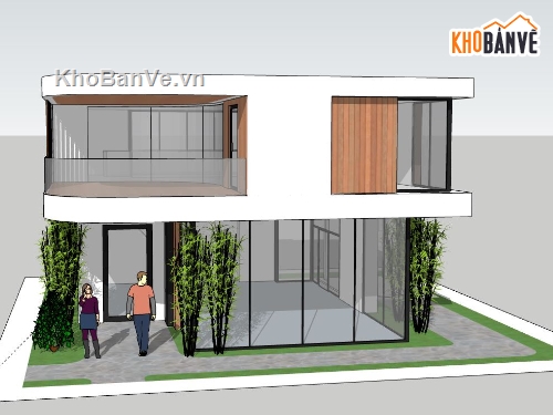 nhà biệt thự 2 tầng file sketchup,biệt thự 2 tầng,file su biệt thự 2 tầng