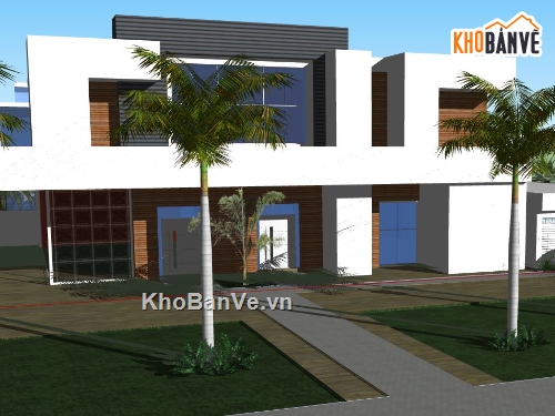 Biệt thự  2 tầng,model biệt thự 2 tầng,sketchup biệt thự 2 tầng