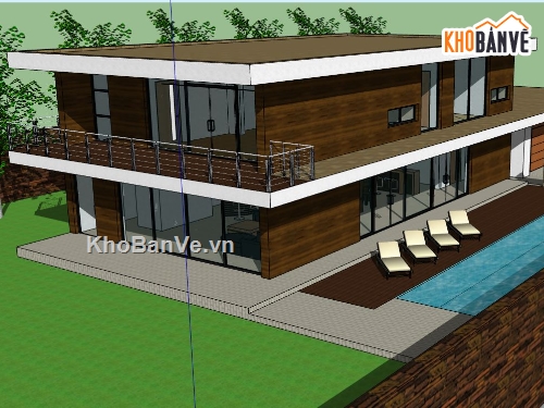 biệt thự 2 tầng,sketchup biệt thự 2 tầng,model su biệt thự 2 tầng