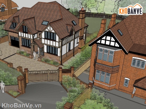 model su biệt thự,sketchup biệt thự,su biệt thự