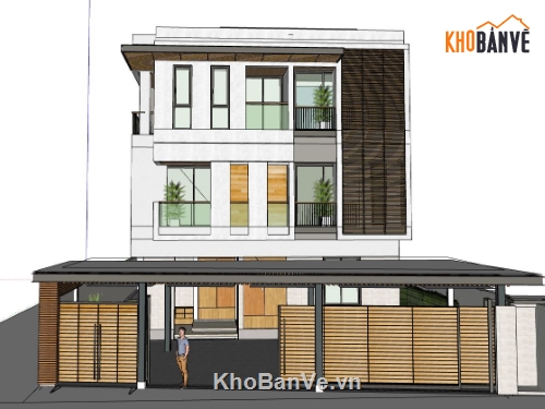 biệt thự 3 tầng 1 tum dựng sketchup,file sketchup biệt thự 3 tầng,sketchup biệt thự 3 tầng 1 tum
