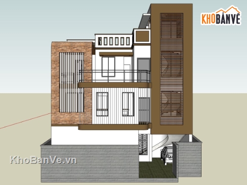 biệt thự 3 tầng,sketchup biệt thự 3 tầng,biệt thự hiện đại