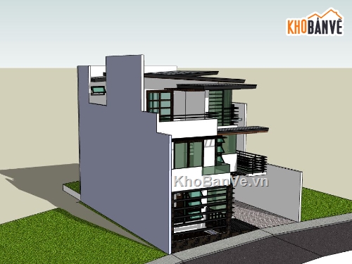 Biệt thự 3 tầng,model su biệt thự 3 tầng,sketchup biệt thự 3 tâng